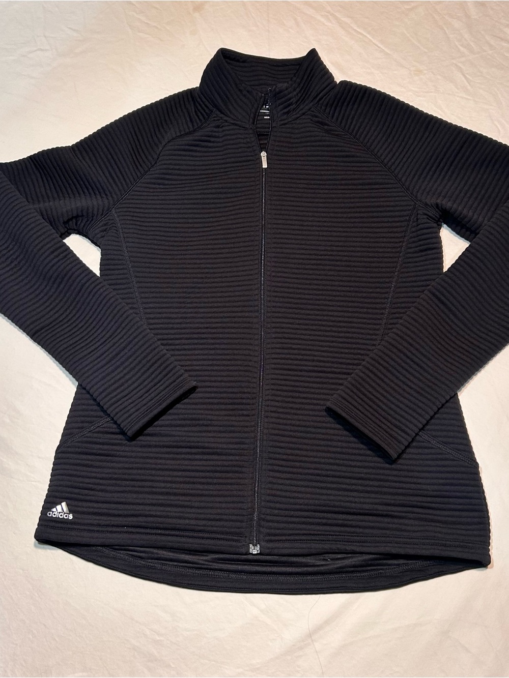 adidas Golf Women's Performance Ribbed Textured Full Zip Jacket Black Size M